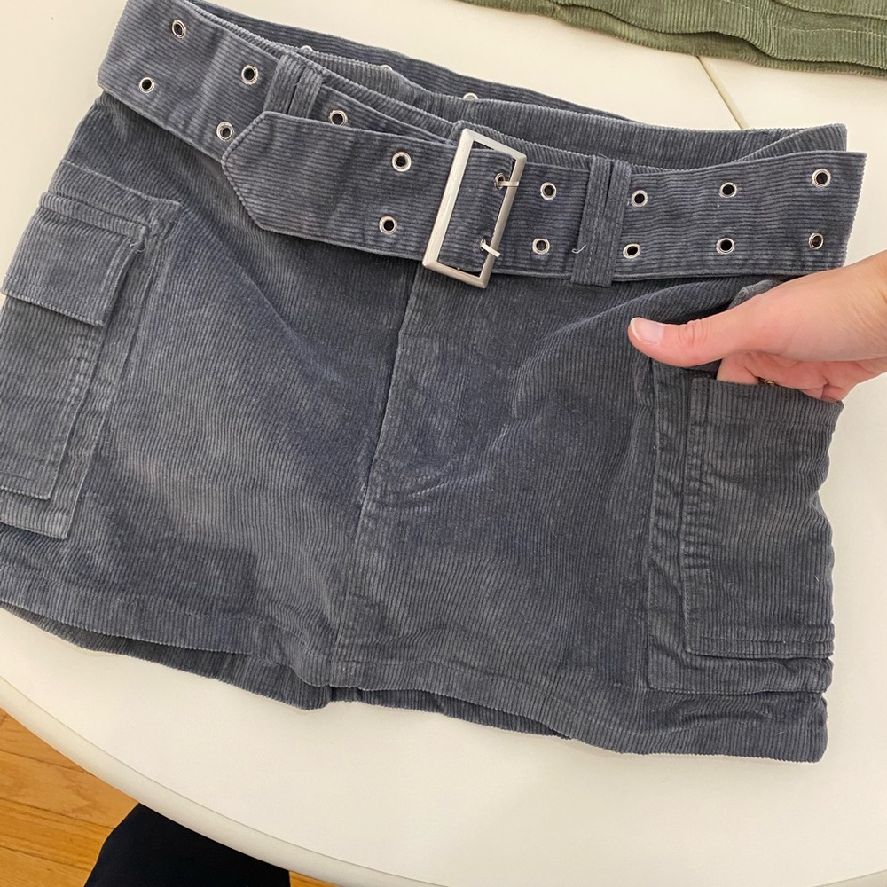 Fashion Nova Gray Corduroy Mini Skirt
